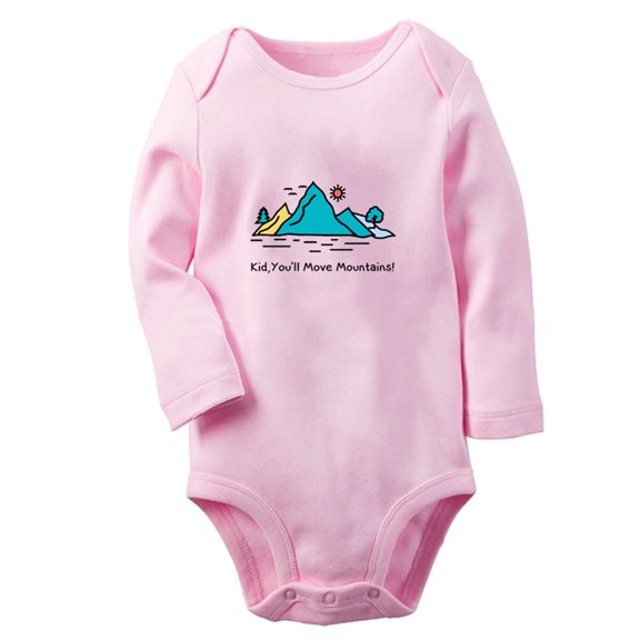 iDzn Kid You'll Move Mountains Funny Rompers, Newborn Baby Unisex Bodysuits, Infant Jumpsuits, Toddler Kids Long Sleeve Oufits (Pink, 0-6 Months)