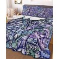 thumbnail image 3 of Quilts Twin Size, Purple Blue Teal Butterfly Soft Comforter Bedding Set for Bed, Modern Abstract Art Lightweight Quilted Bedspread with Pillow Cover(2 Pieces) for All Season, 68x86 Inch, 3 of 6