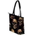 thumbnail image 3 of Skull Head Canvas Leather Mix Crossbody Bag with Twill, Sponge, and Jeanette Material | Size 30x10.5x39cm/11.8x4.1x15.4in, 3 of 5