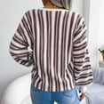 thumbnail image 6 of Fesfesfes Women Sweater Fall Winter Long Sleeve Stripe Contrasting Lantern Sleeve V-Neck Sweater Tops Under $10, 6 of 6