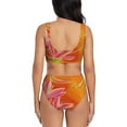 thumbnail image 3 of Kdxio Orange Flower Psychedelic Print Women's 2 Piece High Waisted Wrap Spaghetti Strap Summer Swimsuit Bikini Set-XX-Large, 3 of 7