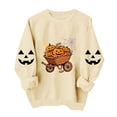 thumbnail image 4 of Women's Fall Clothes Sweatshirt Halloween Graphic Pullover Tops Crewneck Long Sleeve Casual Shirts Vintage Pumpkin Print Outerwear for Festival Party, 4 of 7