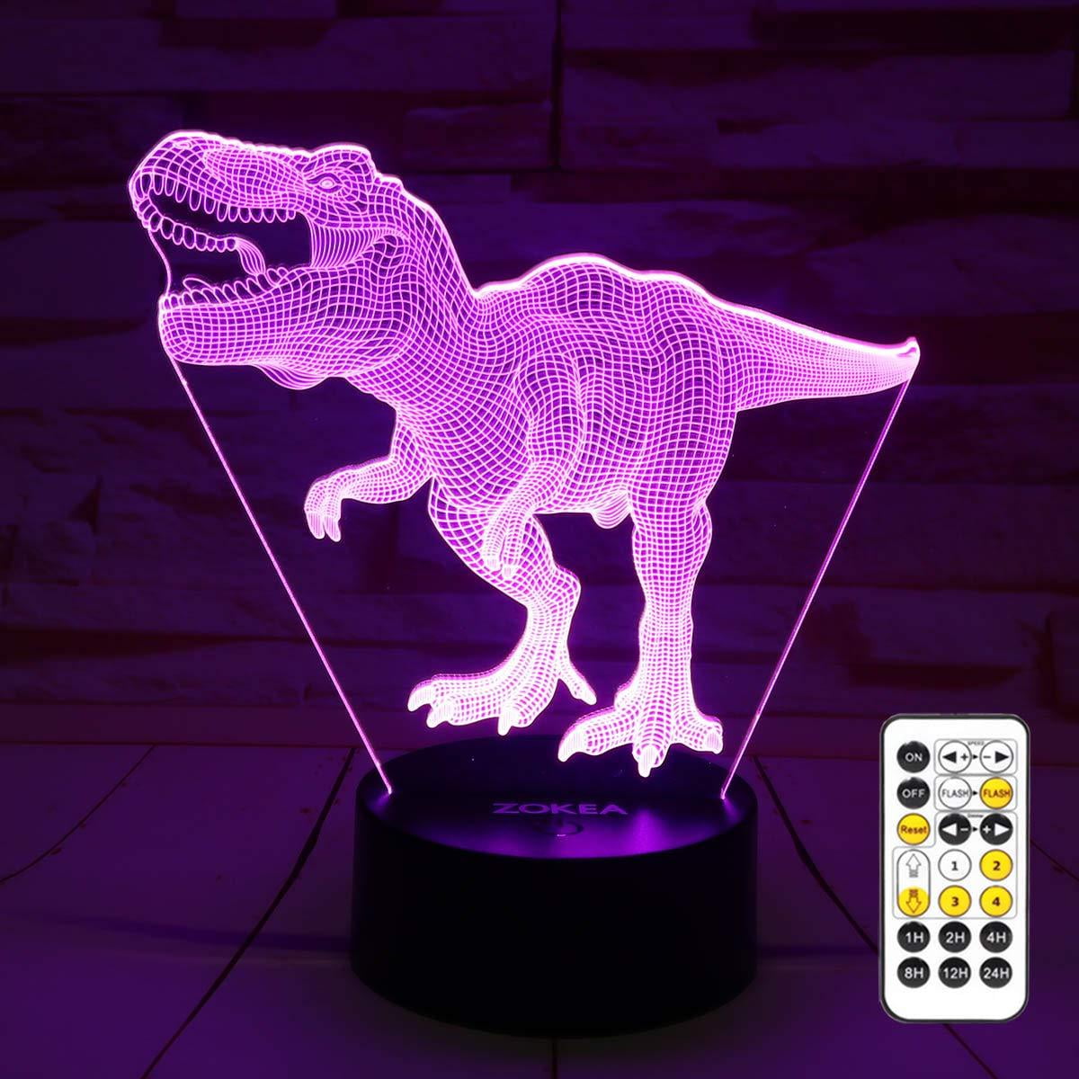KITY Dinosaur Toys for 3 to 12 Year Old Boys Dinosaur Night Light 7 Colors Changing with Remote Control for Kids Best Birthday Gift for Boys Age 3 to 12 Triceratops COUSKLTR02