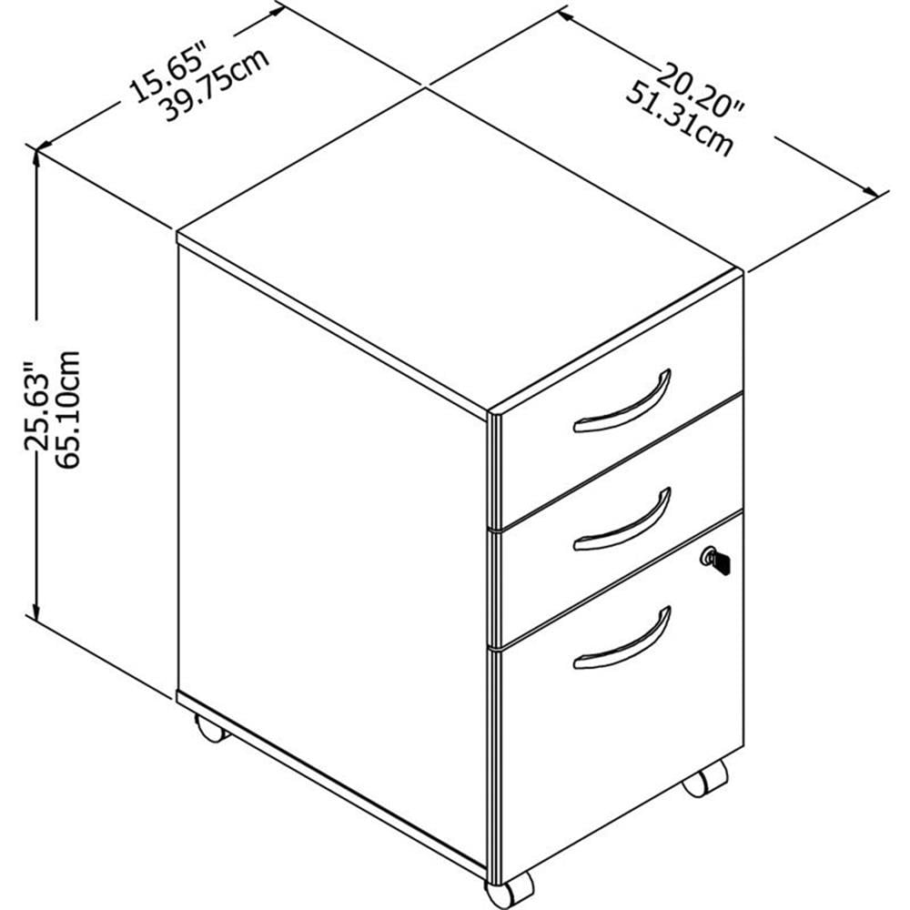 Studio C 3 Drawer Mobile File Cabinet in White - Engineered Wood