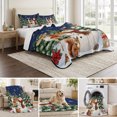 thumbnail image 6 of Quilts Full Size Bedding Set, Navy Blue Christmas Lightweight Quilted Comforter, Snowman Elk Xmas Tree Snowflake Soft Reversible Bedspread Coverlet with Pillow Covers for All Season, 78" x 90", 6 of 9