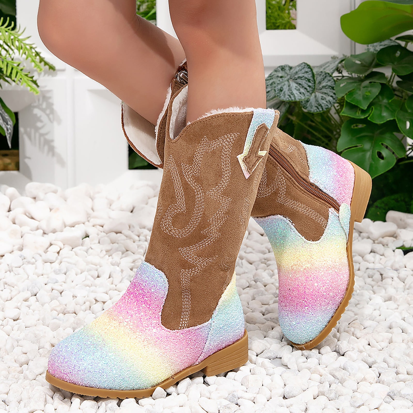Gibobby Cowboy Boots for Women Low Heel Fashion Round Toe Wedges Ankle Boots Casual Combat Outdoor Cowgirl Booties　並行輸入品 : Ankle Boots for Women Dressy Platform Canvas Sneakers