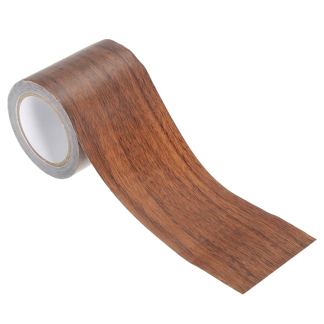 Unique Bargains Ruban de Réparation Grain de Bois 2.2'X15 Pieds, Ruban de Réparation Texturé Réaliste Autocollant, Chêne Brun Foncé