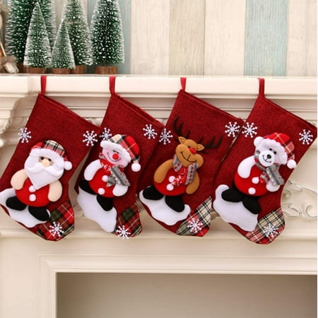 

COUTEXYI 1pc Santa Elk Fabric Gift Socks Christmas Lovely Bag For Children Fireplace Tree Christmas Decoration