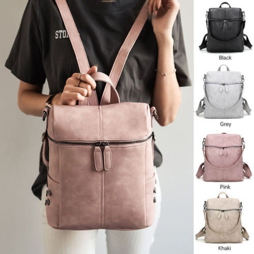 Cute Sheeps Jumping Over A Fence Ladies Leather Backpack Classic Leather Backpack Drawstring Waterproof Leather Backpack Women Womens Shoulder Bag For Women