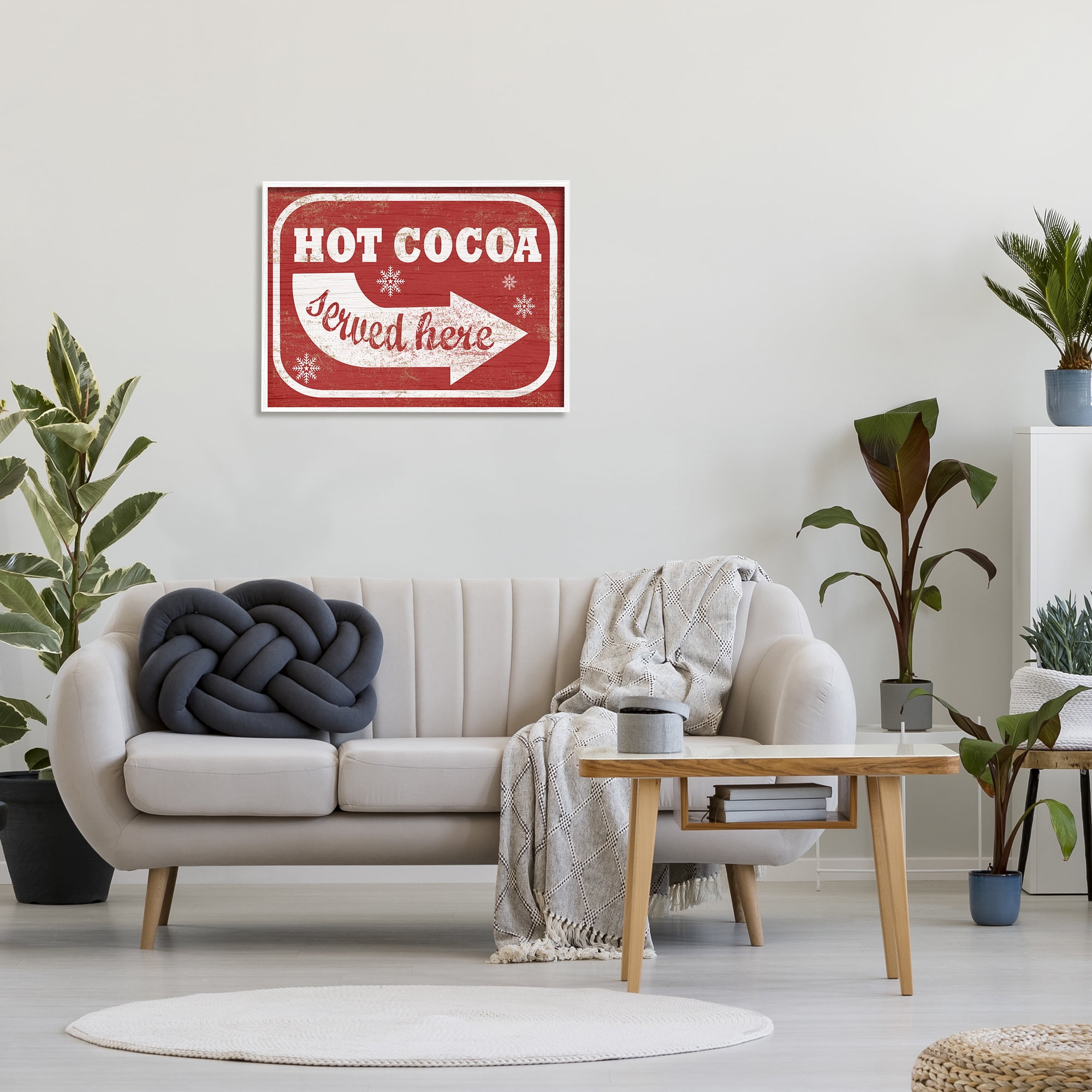Stupell Industries Holiday Rustic Distressed White and Red Vintage Sign Hot Cocoa Served Here, 24 x 30,Design by Daphne Polselli