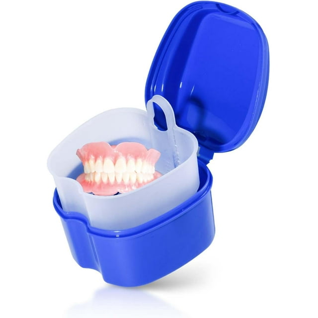 KISEER Boîte de Rangement pour Prothèses Bleues avec Panier de Trempage pour Nettoyage de Voyage