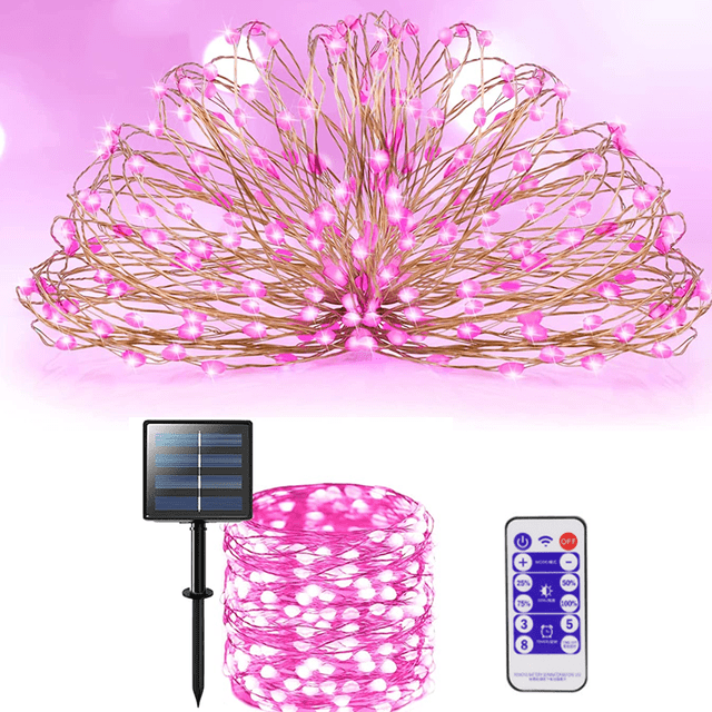 Dinheiro Guirnaldas de luces solares - 300 luces LED de PVC de 105 pies con control remoto de 8 modos para patio y jardín