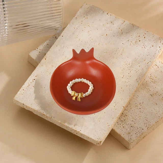 Pomegranate Ceramic Jewelry Tray Display Tray Entrance Key Storage Tray Dressing Table Decoration Ornament