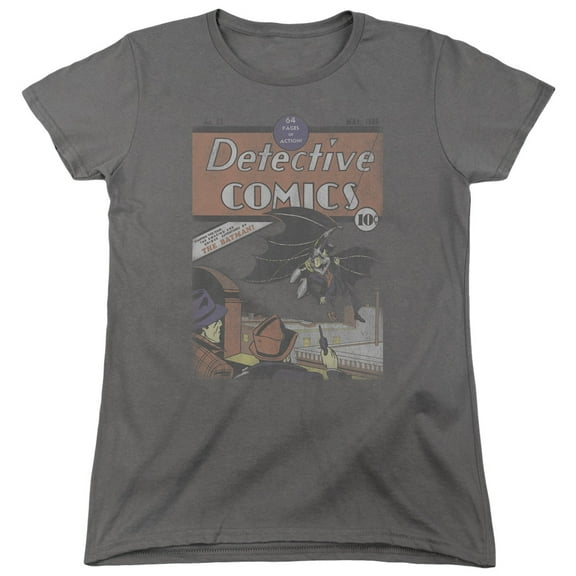 DC Comics Detective #27 Distressed S/S Women's T-Shirt Charcoal