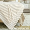thumbnail image 2 of ROSEKIND Lightweight Breathable 300GSM 3D Striped Flannel Throw Blanket, for Sofa Couch Bed,40x60inch, 2 of 7