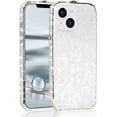 thumbnail image 4 of Compatible with iPhone 15 Plus Bling Glitter Case for Women Cute Diamond Rhinestone Sparkly Acrylic Sticker Back Plating Metal Bumper FrameProtective Girly Fashion Luxury Cover Silver, 4 of 13