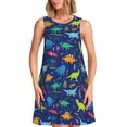 thumbnail image 1 of Fotbe Dinosaurs Adventure Vestido de Verano sin Mangas para Mujer – Vestido Midi Línea A, Estilo Camiseta Floral, Vestido Playero Casual y Fluido, 1 of 7