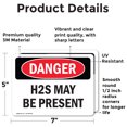 thumbnail image 2 of (2 Pack) H2S May Be Present OSHA Danger Sign 7 Inch X 5 Inch Vinyl Label Decal Sticker Weather Resistant, UV Protected for Workplace, Business, and Construction Site, Made in the USA, 2 of 7