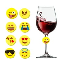 8 Pcs Emoji Drink Marker Resuable, Wine Glass Charms Funny Icons Decorative Drink Tags,  Party Gift for Kids, Personalized Your Life, Removable & Washable, for Bachelorette Birthday Wedding Party