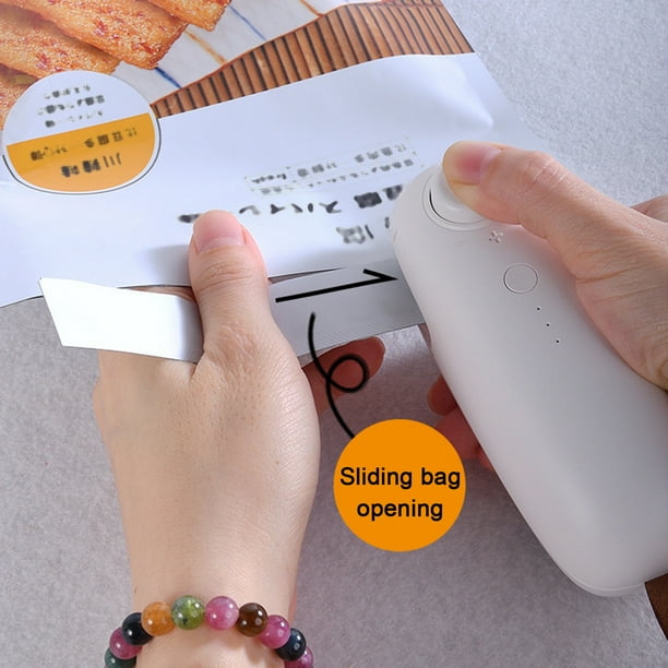 Selladora de bolsas para electrodomésticos, selladora de plástico portátil con calor y vacío, 2 en 1, con calor y cortador, para bolsas de plástico y almacenamiento de alimentos, miniselladora con aju