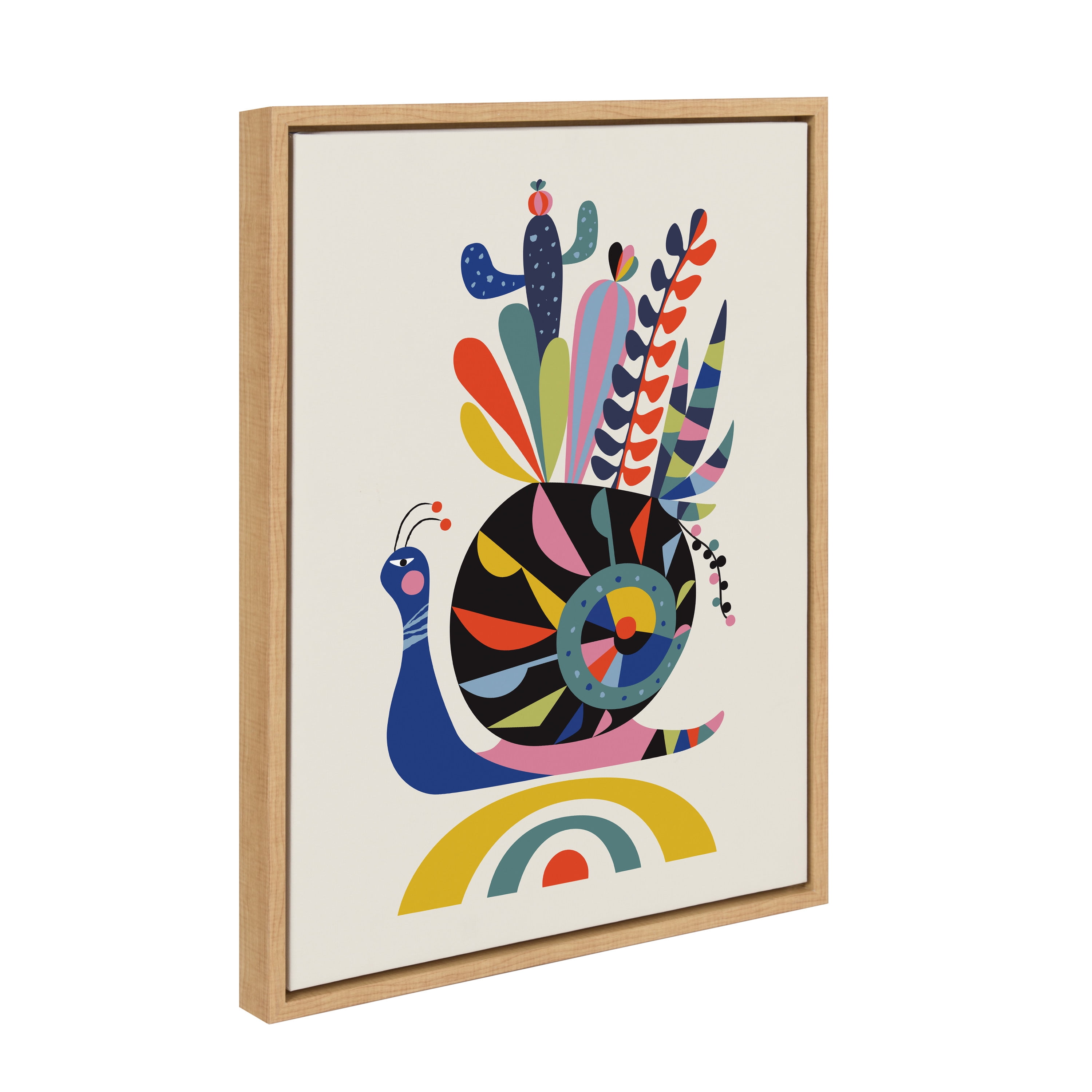 Kate and Laurel Sylvie Snail Framed Canvas Wall Art by Rachel Lee, 18x24 Natural, Abstract Wall Decor