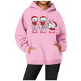 thumbnail image 2 of WEAIXIMIUNG Robe Sweat à Capuche pour Femmes, Décontractée, Col Rond, Poche, Chapeau de Noël Imprimé, 2 of 3