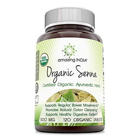 Amazing India USDA Certified Organic Senna 500 Mg 120 Veggie Tablets (Non-GMO)