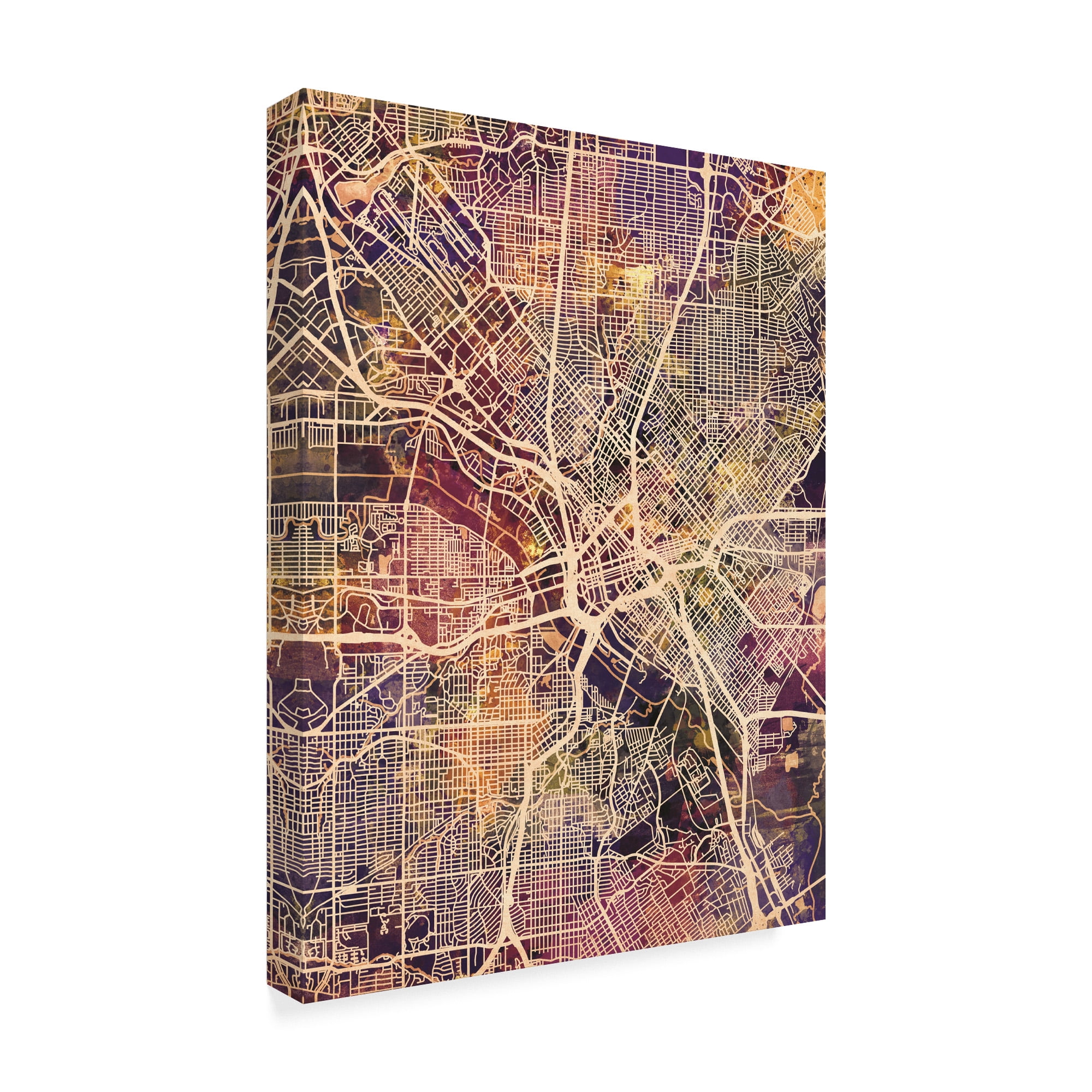 Trademark Fine Art 'Dallas Texas City Map II' Canvas Art by Michael Tompsett