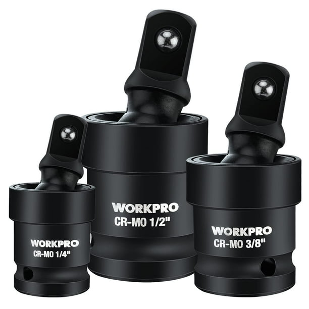 Juego de juntas universales Impact WORKPRO Drive de 1/2, 3/8 y 1/4 pulgadas