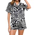 thumbnail image 6 of Dzrciro Pajamas for Women Set, Short Sleeve V Neck Button Down Tops with Pockets and Elastic High Waist Pants with Various Prints, Comfy Lightweight Everyday Sleepwear S-3XL, 6 of 8