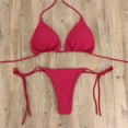 thumbnail image 4 of Halter String Bikini Set Sexy Thong Cheeky Two Piece Swimsuits Solid Color Bathing Swimwear, 4 of 5