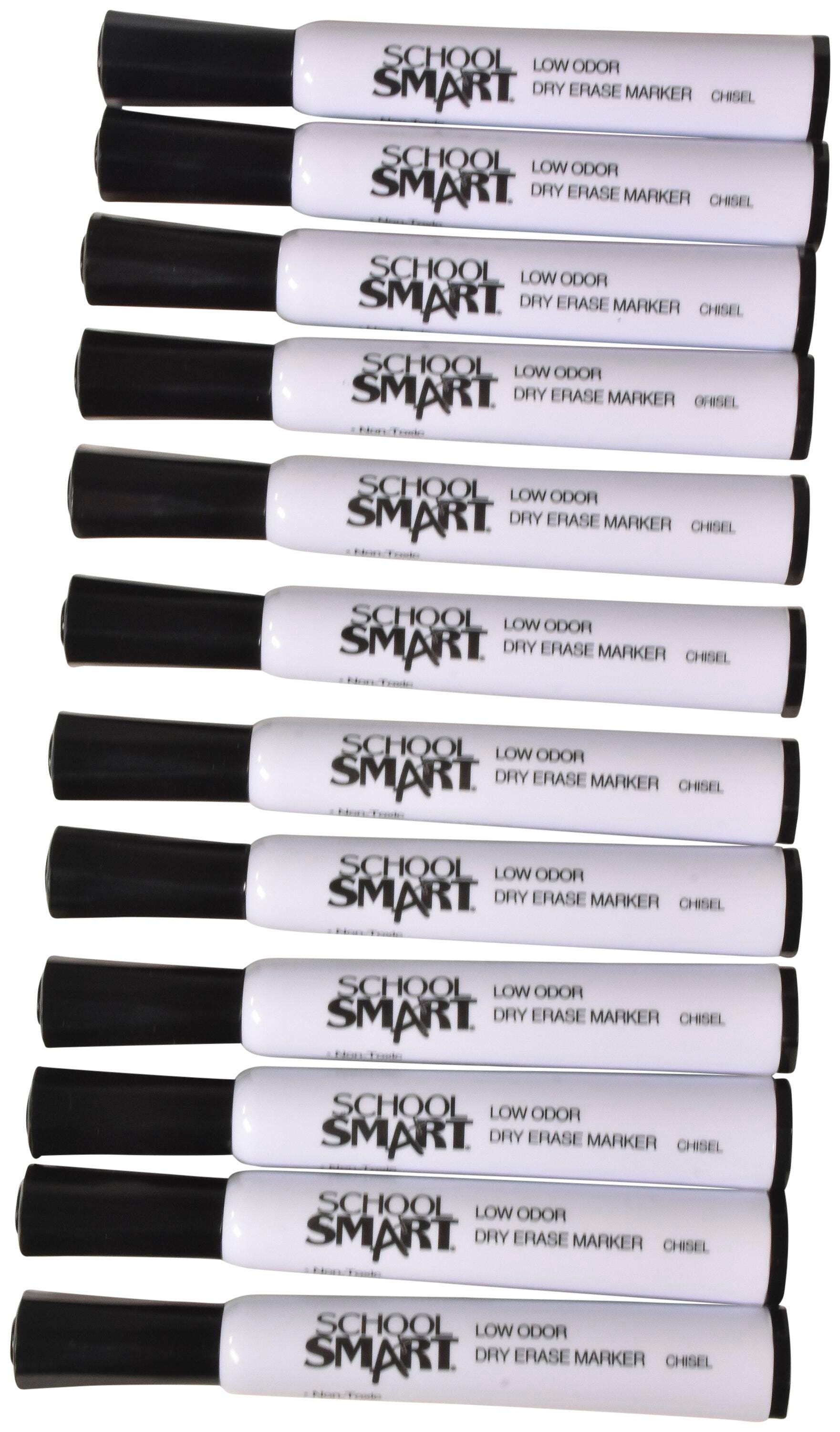 School Smart Dry Erase Markers, Chisel Tip, Low Odor, Black, Pack of 12 - image 3 of 5