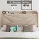 thumbnail image 3 of King-size bed frame with C-shaped and USB ports, padded platform bed frame with wingback storage headboard My Lux Decor Round, 3 of 9