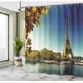 thumbnail image 5 of Ambesonne Eiffel Tower Shower Curtain, Paris with Tower, 69"Wx70"L, Earth Yellow Green Blue, 5 of 5