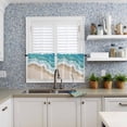 thumbnail image 6 of Half Window Curtain 36 Inches Long, Turquoise Ocean Window Treatment Curtain Drapes, Gradient Brown Shore Sandy Beach Abstract Small Tier Curtains for Bathroom Over Sink, 27.5"x36", 2 Panels, 6 of 7