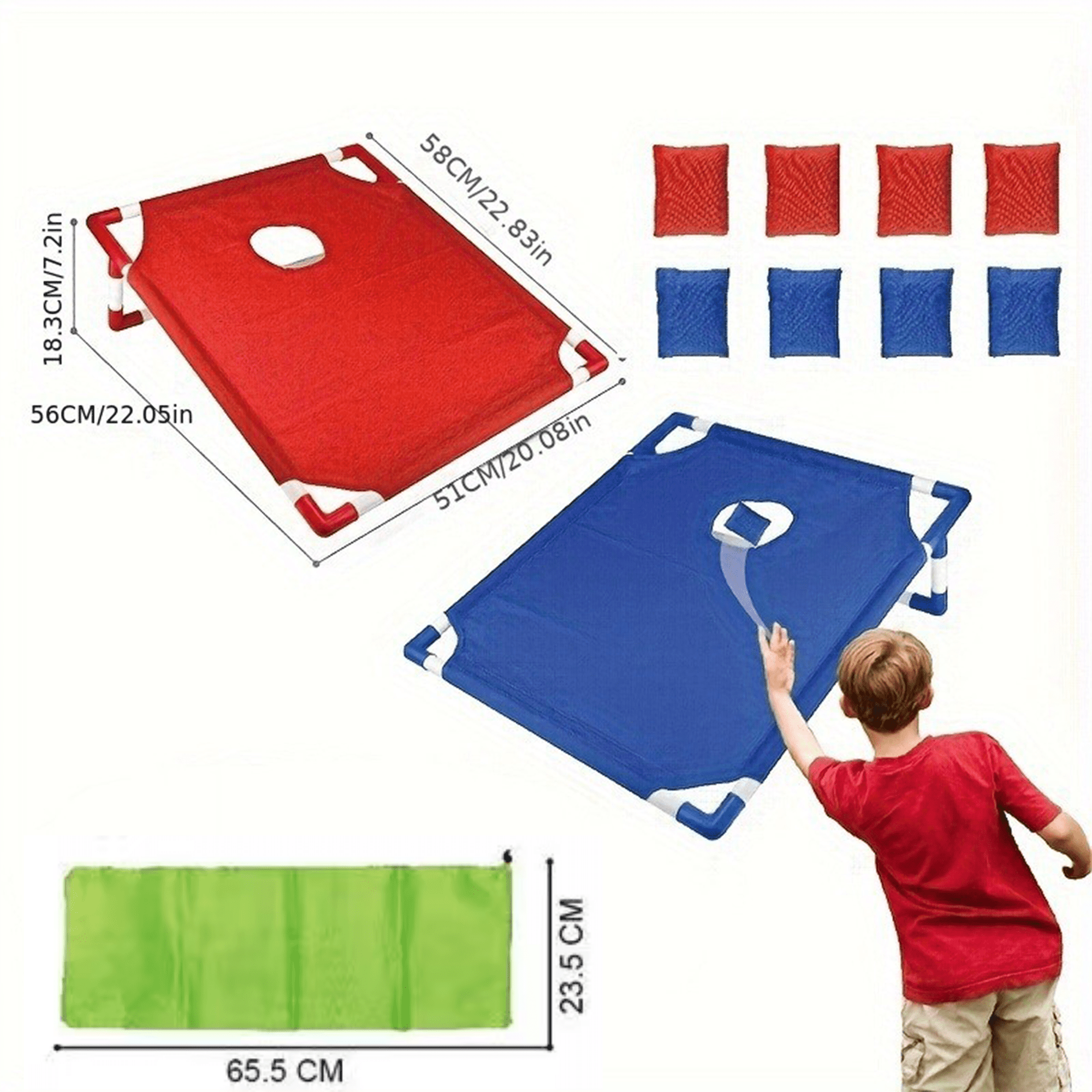 2pcs Portable PVC Framed Cornhole Game Set 8 Cornhole Bean Bags and Carrying Case for Yard Toss Game, Indoor Outdoor Camping Games for Adults Family