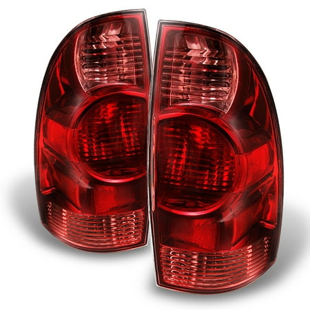 Fits 2005-2008 Toyota Tacoma Red Clear Taillights Brake Lamps Left+Right