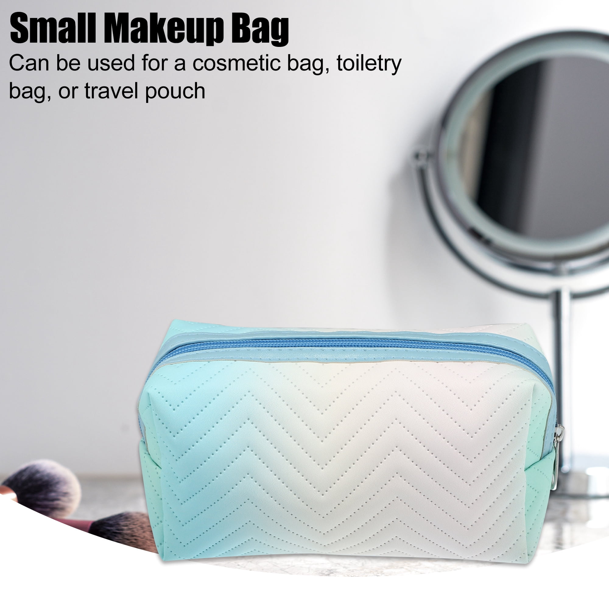 Unique Bargains Floral Makeup Bag Zipper Flower Cosmetic Pouch Blue