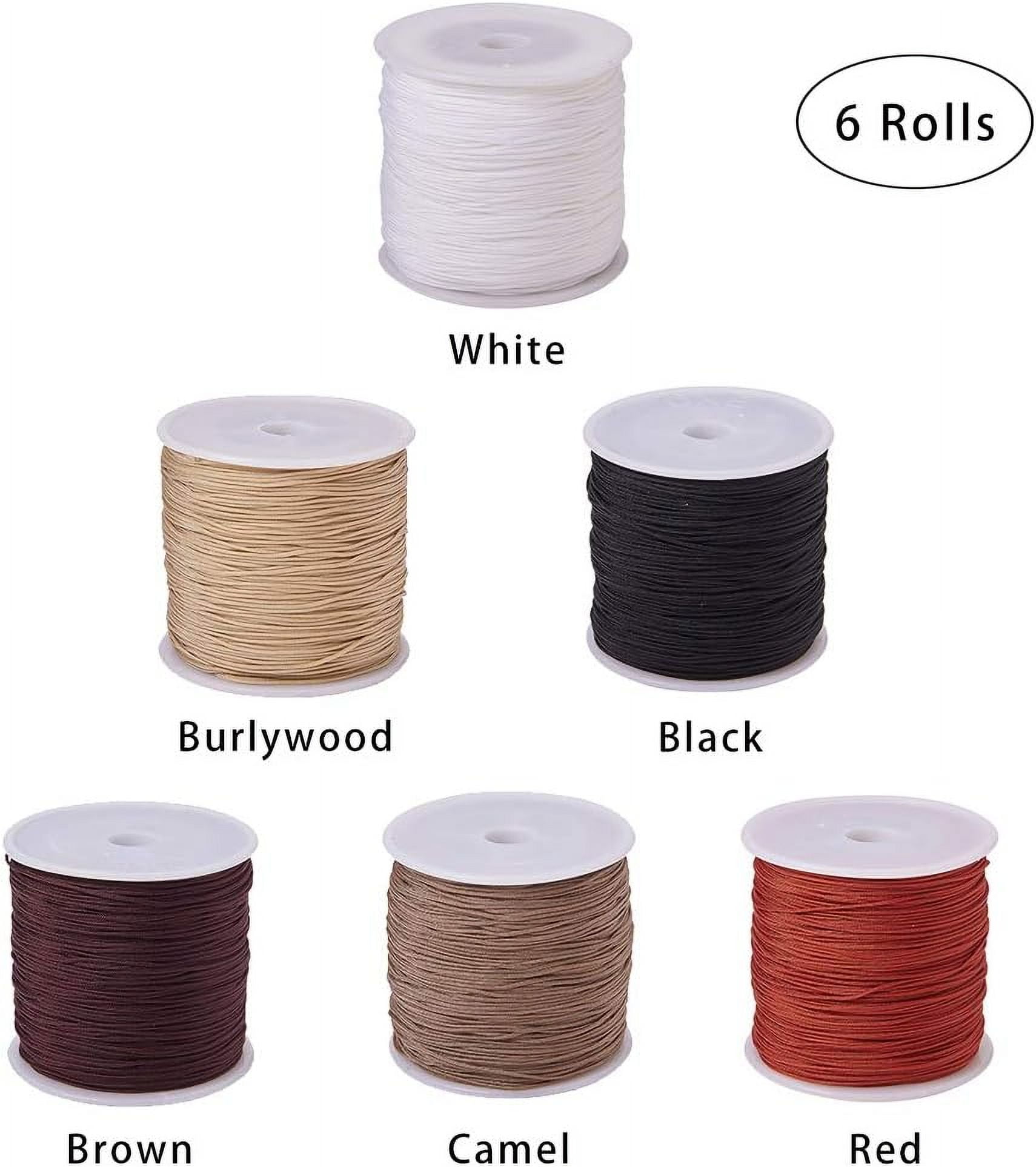 6 Colors 600 Yard Rattail Nylon Cord 0.8mm Chinese Knotting Cord Shamballa Macrame Thread Beading String for DIY Jewellery Making Kumihimo Friendship Bracelets - Dark Colors