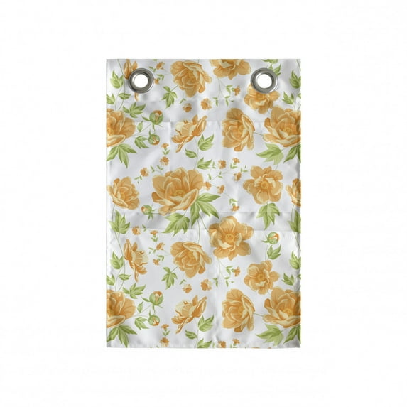 Flower Hanging Pocket Organizer, Peony Bouquets Romantic Holiday Season Classic Old Days Floral Art, Printed Polyester Storage Bag with Pockets, 14" x 20", Pale Orange Green White