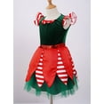 thumbnail image 6 of Yruioon Girls Kids Christmas Santa Dance Tutu Dress Ruffles Velvet Princess Gown for Party Green 12, 6 of 7