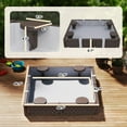 thumbnail image 3 of Outdoor Kids Sandbox with Lid, 4 Built-In Corner Seats & Bottom Liner for Backyard Play, 47x47 Inch, Dark Brown, 3 of 11
