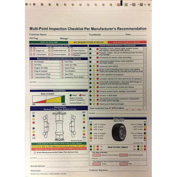 Multi-Point Inspection Forms -500 Qty. 7291 (W15)
