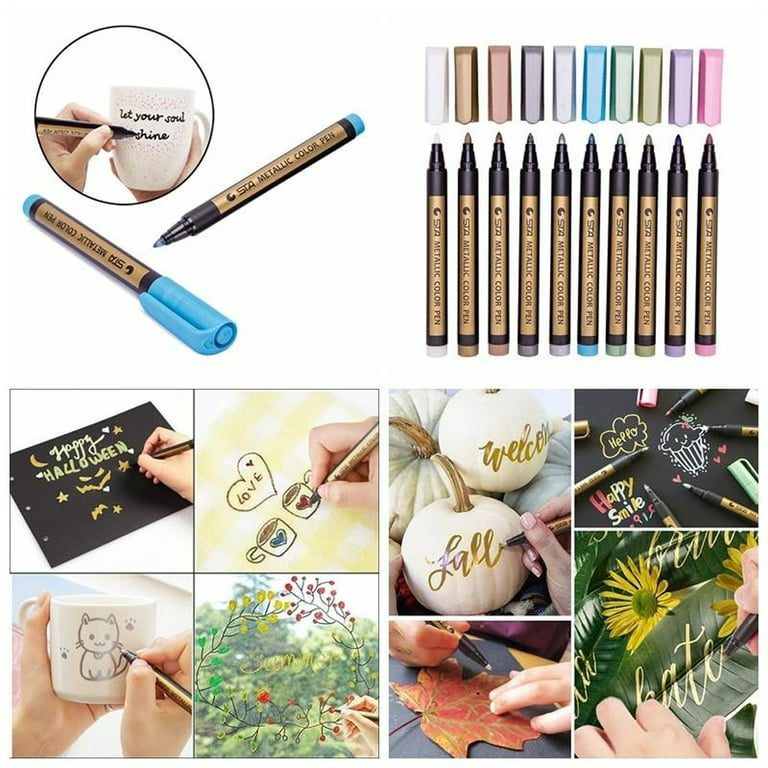 qucoqpe School Supplies Colored Pencils 24 PC Metallic Markers Paints Pens  Art Glass Paint Writing Markers DIY 24ml Aesthetic School Supplies 