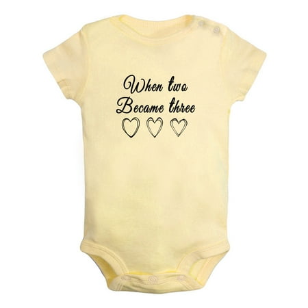 

When Two Became Three Funny Rompers For Babies Newborn Baby Unisex Bodysuits Infant Jumpsuits Toddler 0-24 Months Kids One-Piece Oufits (Yellow 6-12 Months)