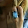 thumbnail image 4 of Minnieouse Anillo de piedra lunar Unisex de estilo Retro, regalo exquisito para mujer y hombre, anillo Vintage Ropa, zapatos y accesorios Miscelánea negro siete, 4 of 6
