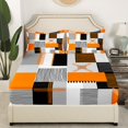 thumbnail image 3 of Erosebridal Patchwork Rectangle Bed Sheets Set Queen Size,Geometry Stripe Bedding Sets Queen Size,Abstract Artwork Decor,Breathable,4 Pieces, 3 of 7