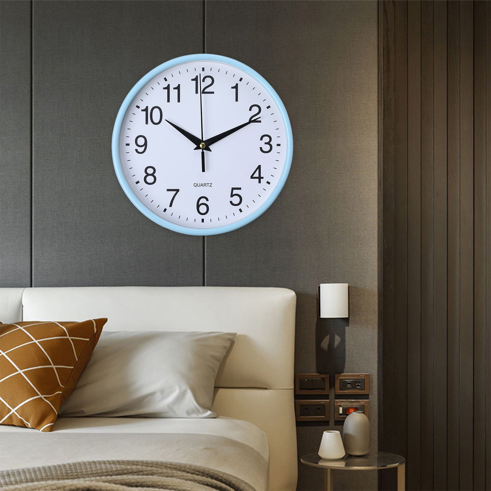 Tuvgenk Silent Wall Clock Round Roman Numerals 8 inch Battery Operated Modern Home Office Blue