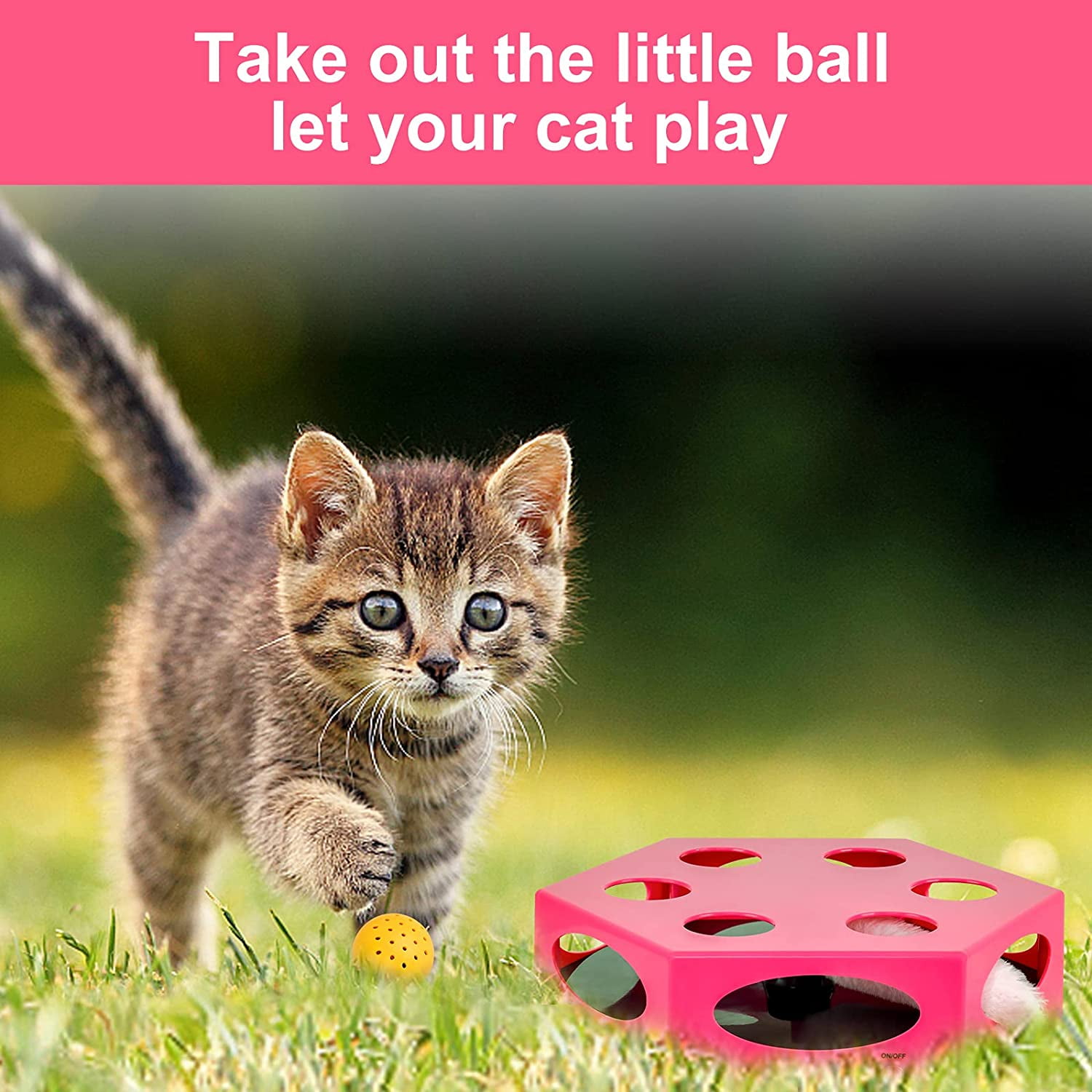 Pefilos 8" Interactive Cat Toys for Indoor Cats, Electronic Automated Cat Toys with Mouse Tail & Ball, Exerciser Entertainment Hunting for Kitty Pet, Pink Pefilos 8" Interactive Cat Toys for Indoor Cats, Electronic Automated Cat Toys with Mouse Tail & Ball, Exerciser Entertainment Hunting for Kitty Pet, Pink