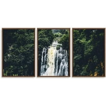 IDEA4WALL 3 Piece Framed Canvas Wall Art for Living Room, Bedroom Waterfall in Deep Forest of Croatia Canvas Prints for Modern Home Decoration Ready to Hang